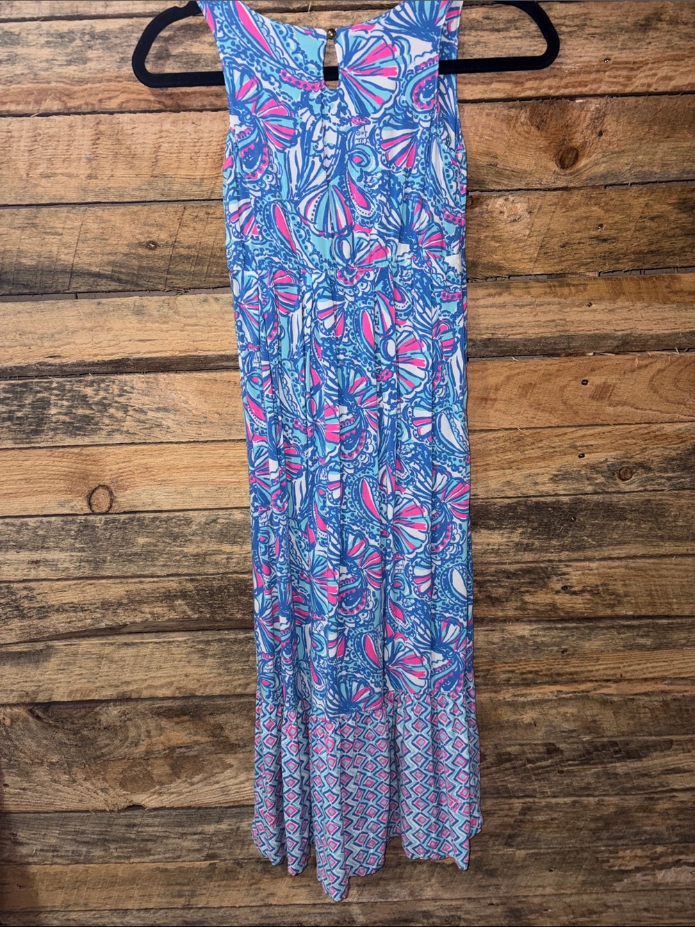 Lilly Pulitzer My Fans Anniversary Collection. Blue & Pink Printed Maxi Dress. - Picture 3 of 8
